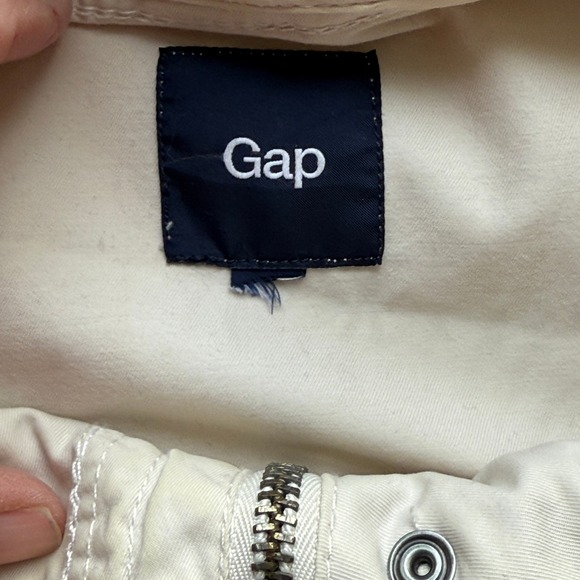 Gap Beige Utility Jacket Hooded Drawstring Cotton | Lightweight‎ Layer - Picture 7 of 9